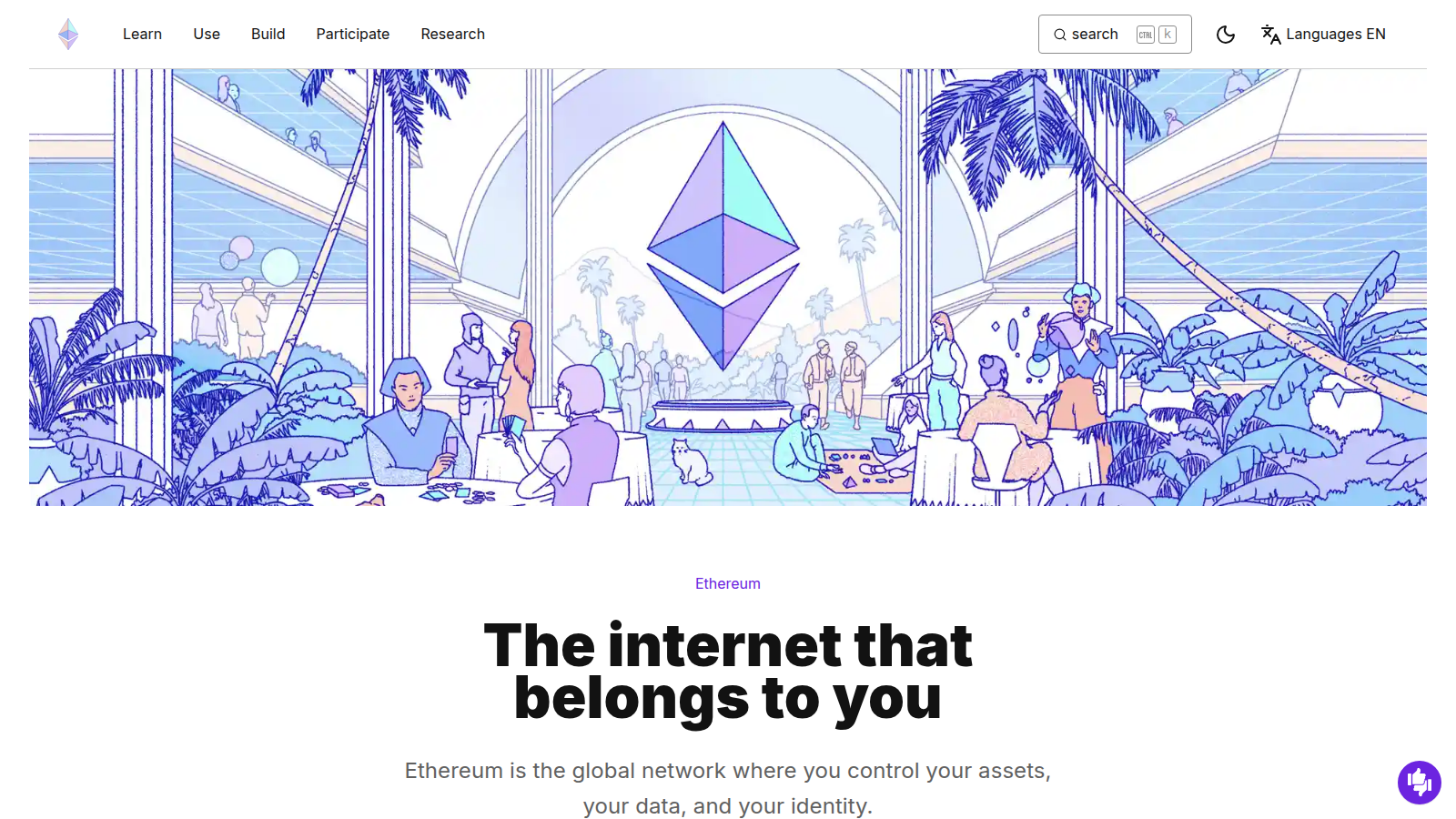 Ethereum official homepage capture