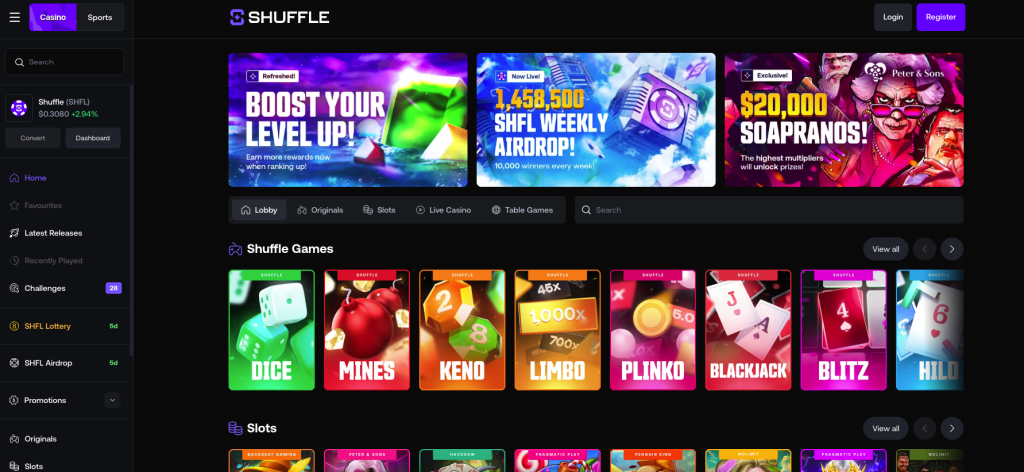 Shuffle official homepage capture