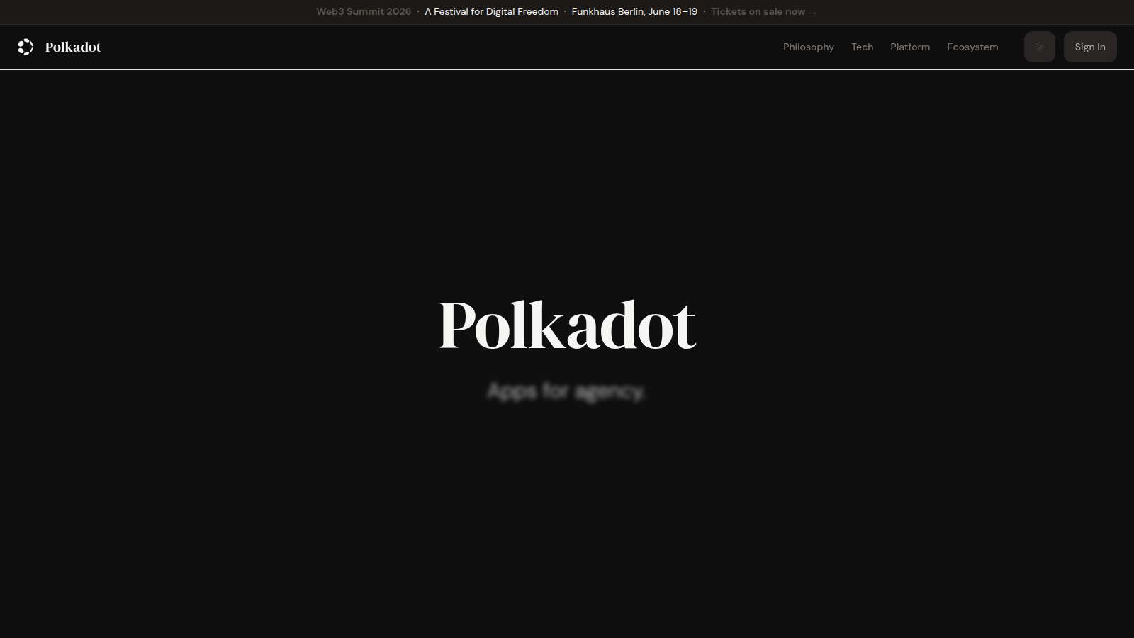 Polkadot official homepage capture