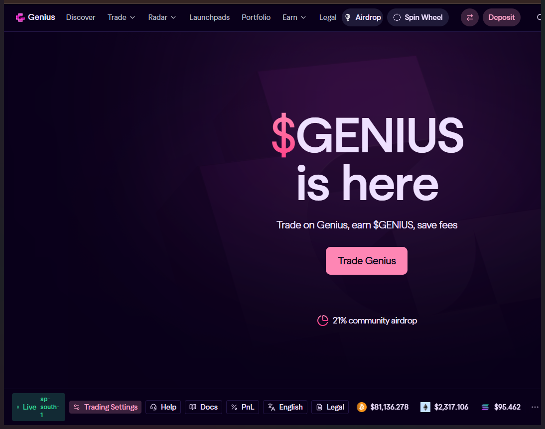 TradeGenius airdrop route