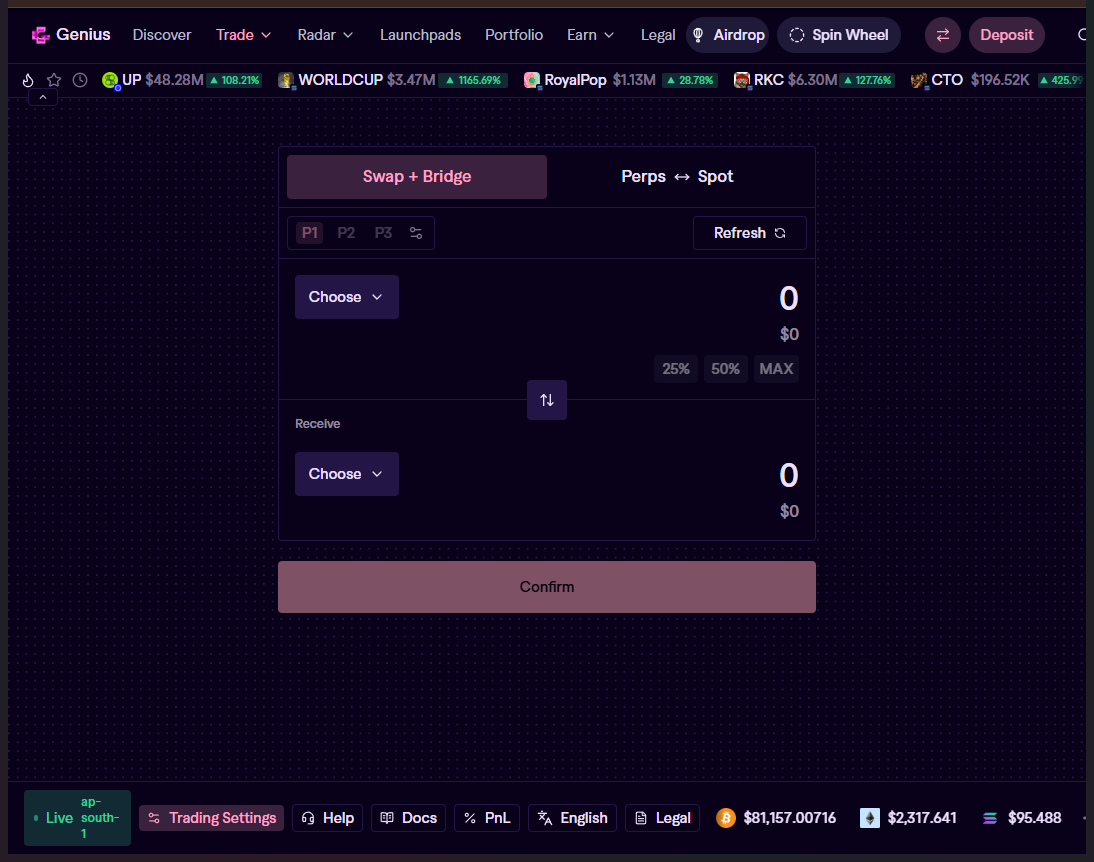 Authenticated TradeGenius trade route