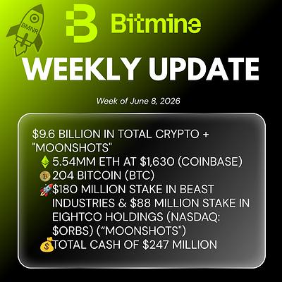 Bitmine Immersion Technologies (BMNR) Announces ETH Holdings Reach 5.54 Million Tokens, and Total Crypto and Total Cash Holdings of $9.6 Billion 2 Bitmine Immersion Technologies (BMNR) Announces ETH Holdings Reach 5.54 Million Tokens, and Total Crypto and Total Cash Holdings of $9.6 Billion