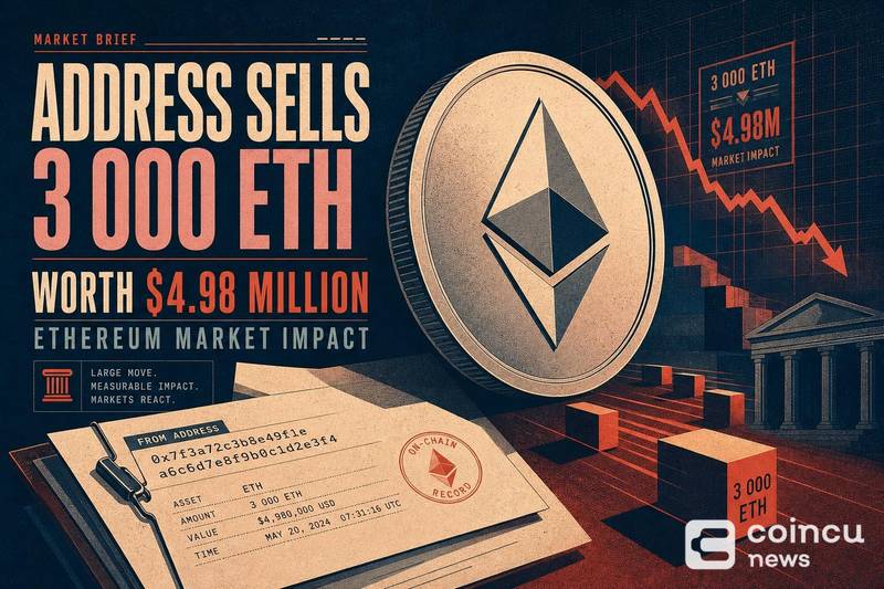 Address Sells 3,000 ETH Worth $4.98 Million: Ethereum Market Impact
