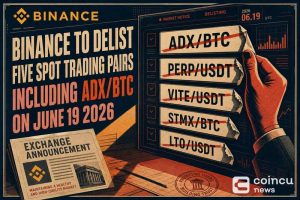 Binance to Delist Five Spot Trading Pairs Including ADX/BTC on June 19, 2026