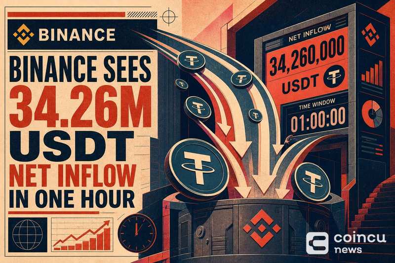Binance Sees 34.26M USDT Net Inflow in One Hour