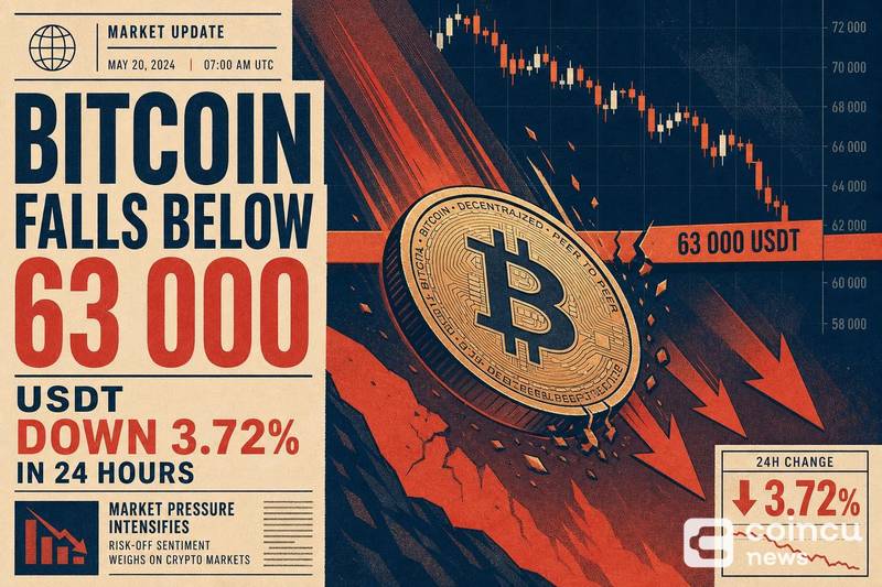 Bitcoin Falls Below 63,000 USDT, Down 3.72% in 24 Hours 1 Bitcoin Falls Below 63,000 USDT, Down 3.72% in 24 Hours