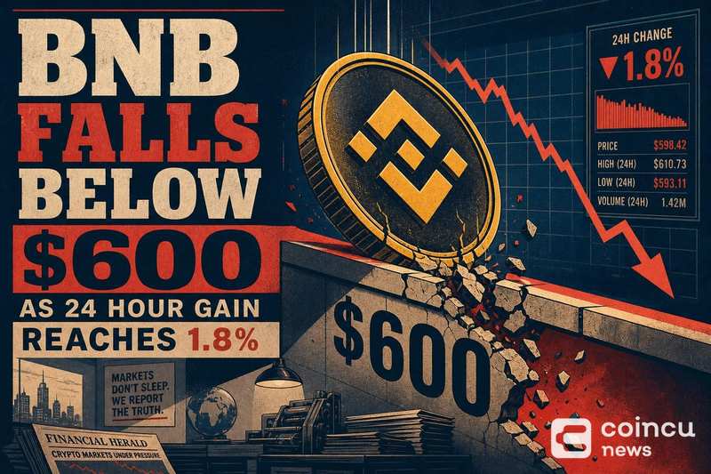 BNB Falls Below $600 as 24-Hour Gain Reaches 1.8%