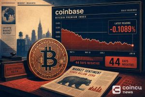 Coinbase Bitcoin Premium Index Stays Negative for 44 Days, Latest Reading at -0.1089%