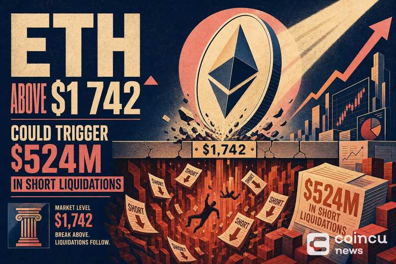 ETH Above $1,742 Could Trigger $524M in Short Liquidations