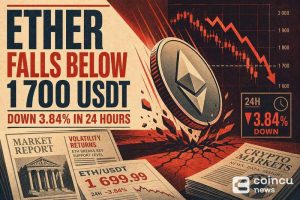 Ether Falls Below 1,700 USDT, Down 3.84% in 24 Hours