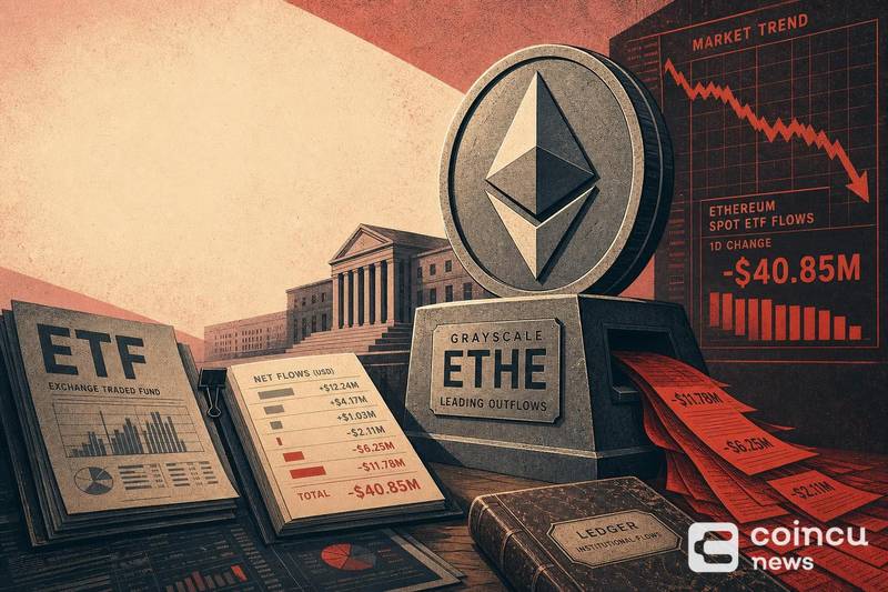 Ethereum Spot ETFs See $40.85M in Net Outflows as Grayscale ETHE Leads 1 Ethereum Spot ETFs See $40.85M in Net Outflows as Grayscale ETHE Leads