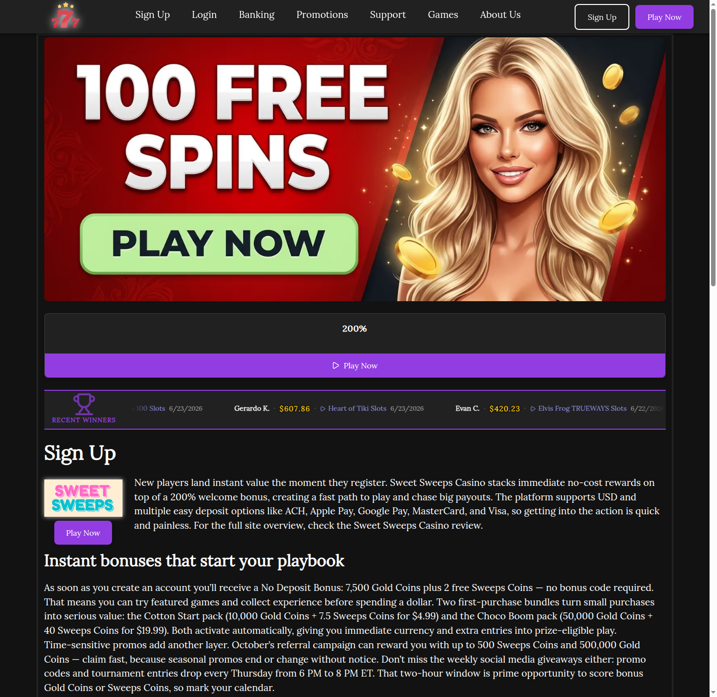 Sweet Sweeps Casino Review 2026: Bonus, Games, Is It Legit? 2 Sweet Sweeps public sign-up page showing the pre-registration promotional funnel