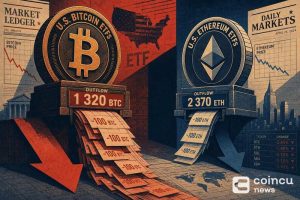 US Bitcoin ETFs Lose 1,320 BTC as Ethereum ETFs Post 2,370 ETH Outflow
