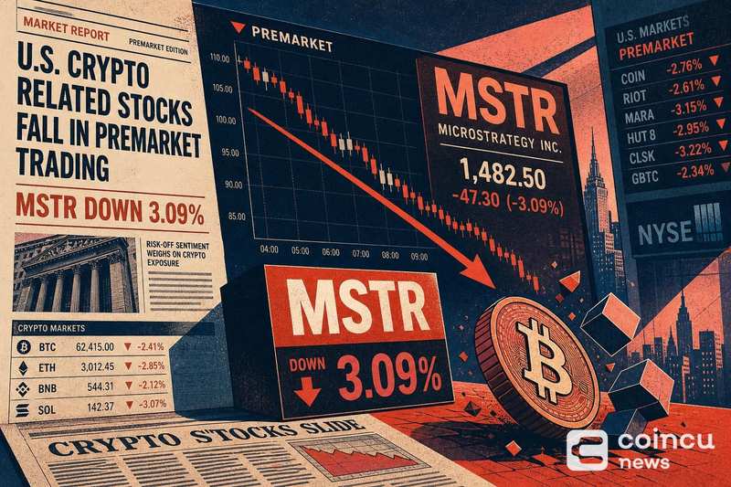 U.S. Crypto-Related Stocks Fall in Premarket Trading, MSTR Down 3.09%