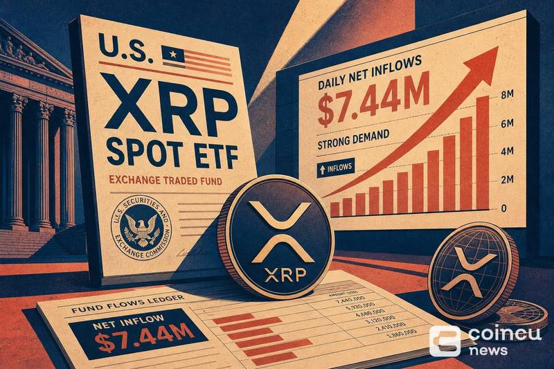 U.S. XRP Spot ETFs See $7.44M Daily Net Inflows as Demand Holds