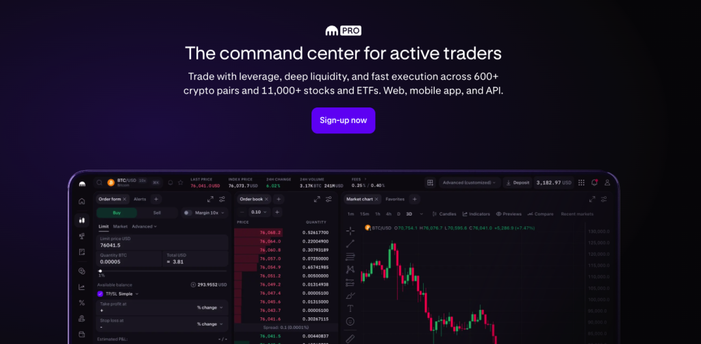 Kraken Exhange Homepage capture