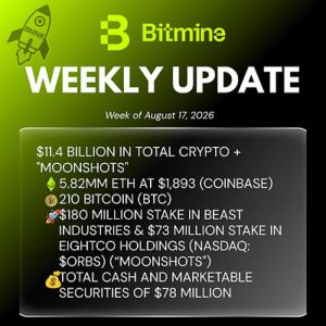 Bitmine Immersion Technologies (BMNR) Announces ETH Holdings Reach 5.82 Million Tokens, and Total Crypto and Total Cash Holdings of $11.4 Billion